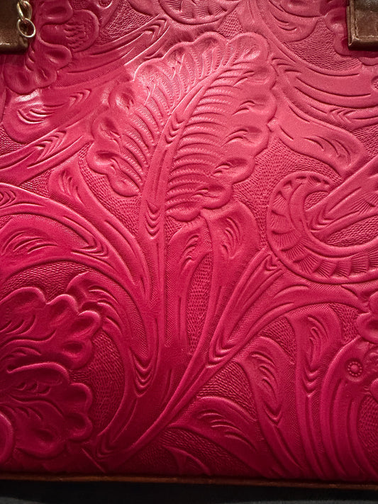 Embossed Pink Leather Handbag