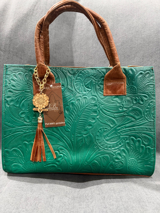 Artisanal Green Leather Bag