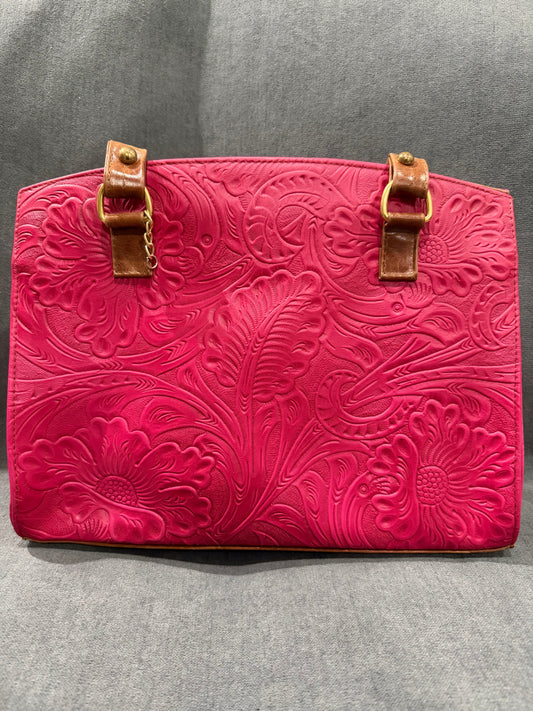 Embossed Pink Leather Handbag