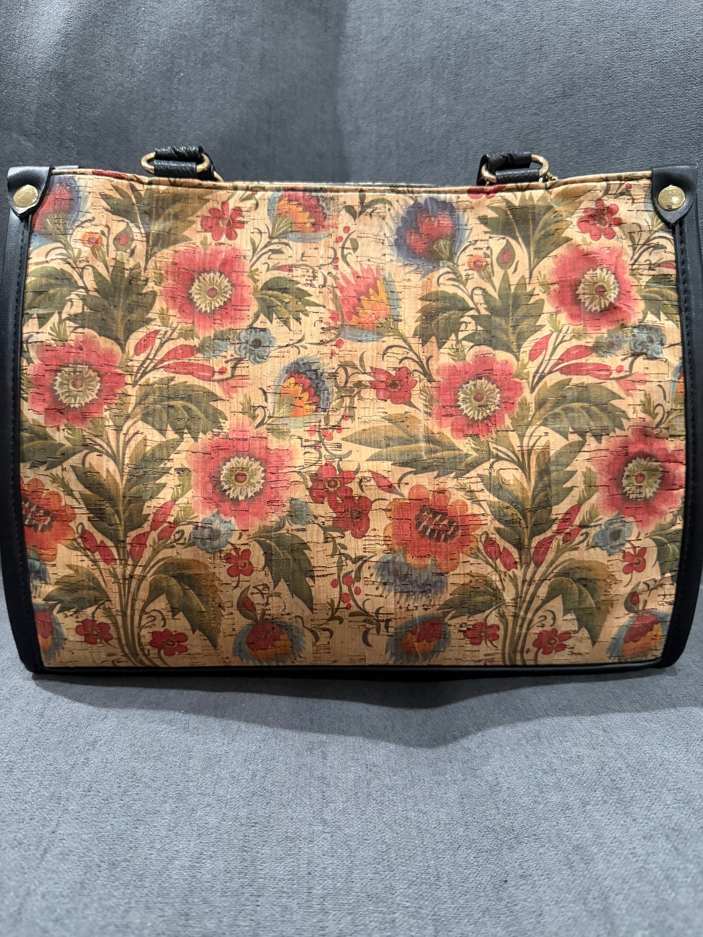 Floral Leather Handbag with Tassel