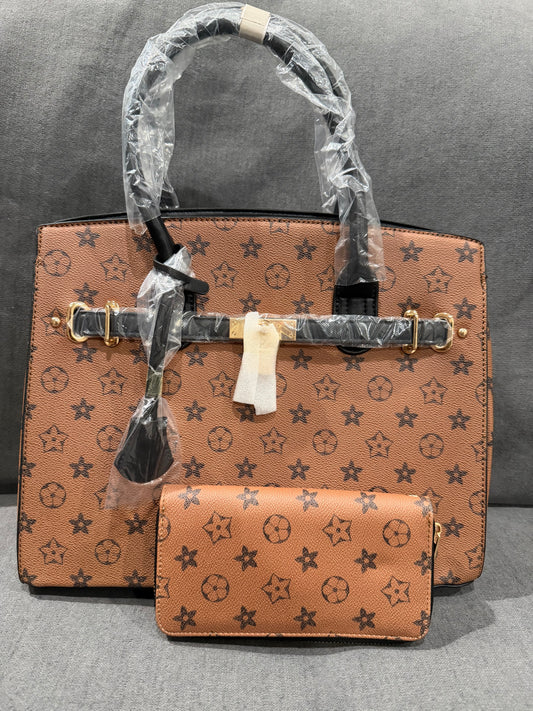 Brown Patterned Handbag