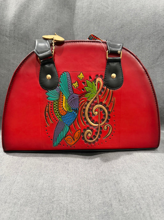 Colorful Handbag with Bird Design